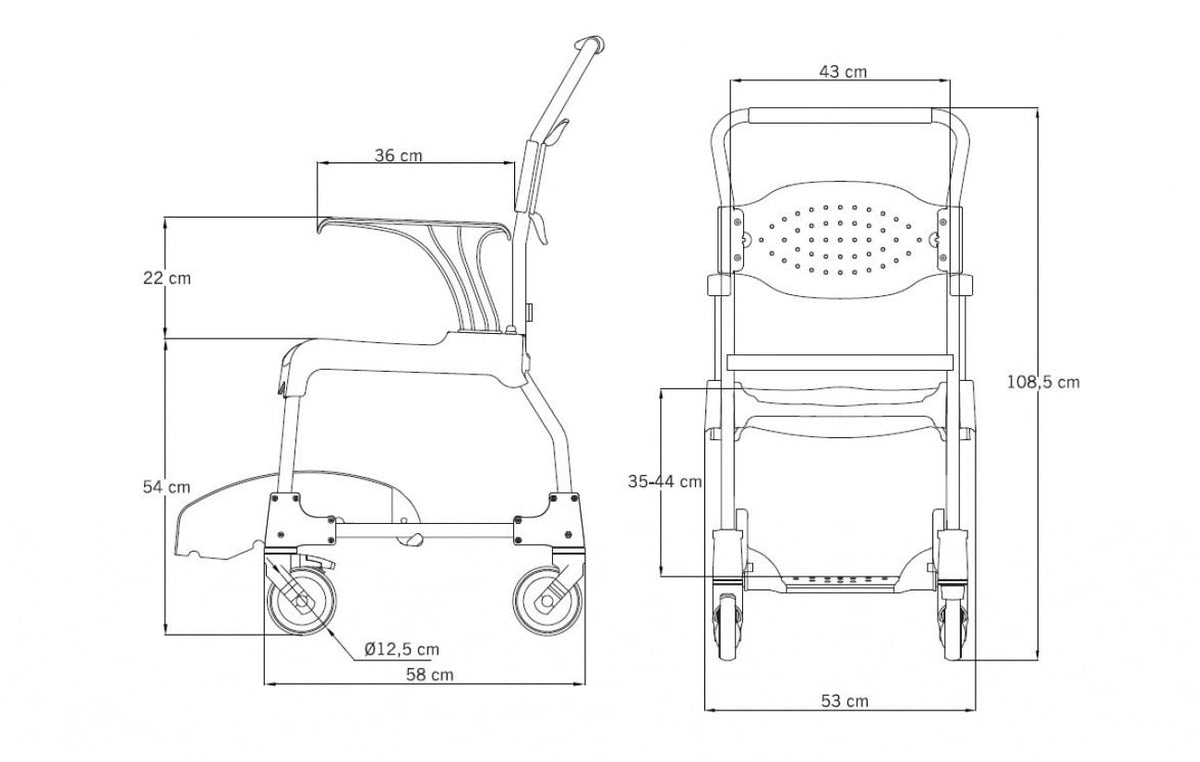 Mobiele douche- en toiletstoel - stoel