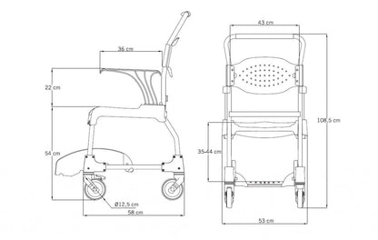 Mobiele douche- en toiletstoel - stoel